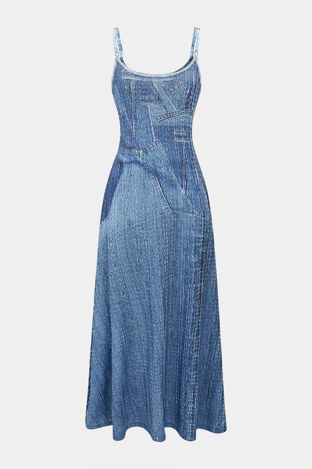 Maxi šaty bez rukávů z denimu
