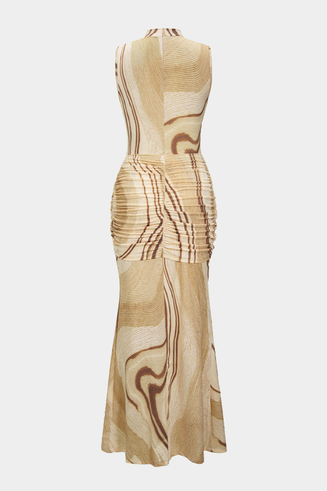 Maxi šaty bez rukávů s uzlem a nařasenými detaily