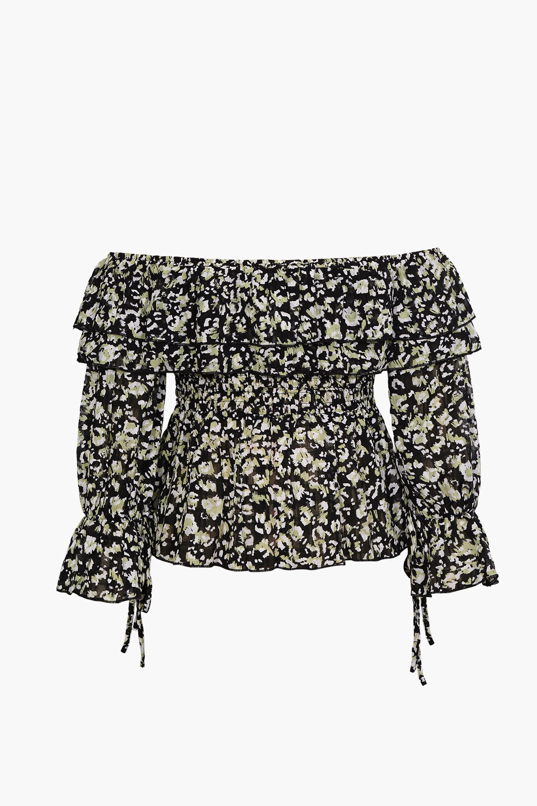 Elegantní peplum blůza z jemné látky s odhalenými rameny