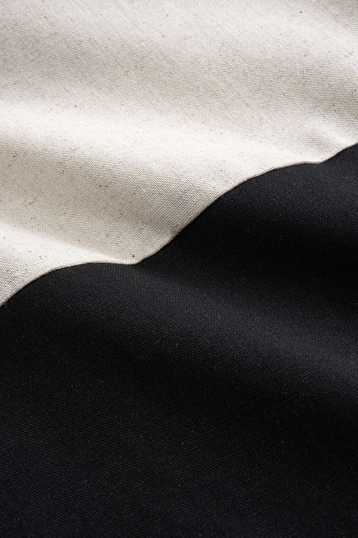 Lněné kalhoty s širokými nohavicemi a vysokým pasem a detaily patchwork