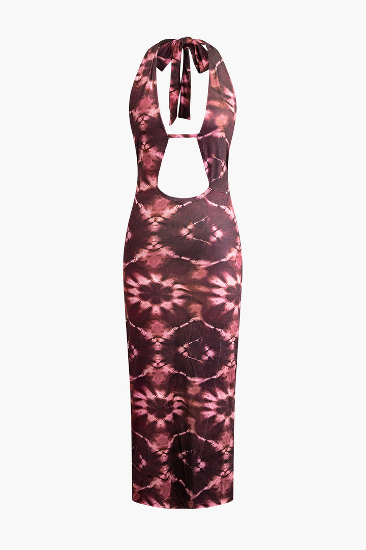 Maxi šaty bez zad s designem tie dye