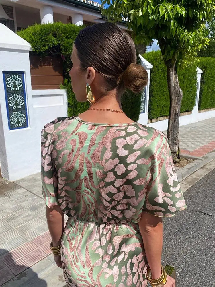 Viktorie™ - Elegantní midi šaty v měděném vzoru