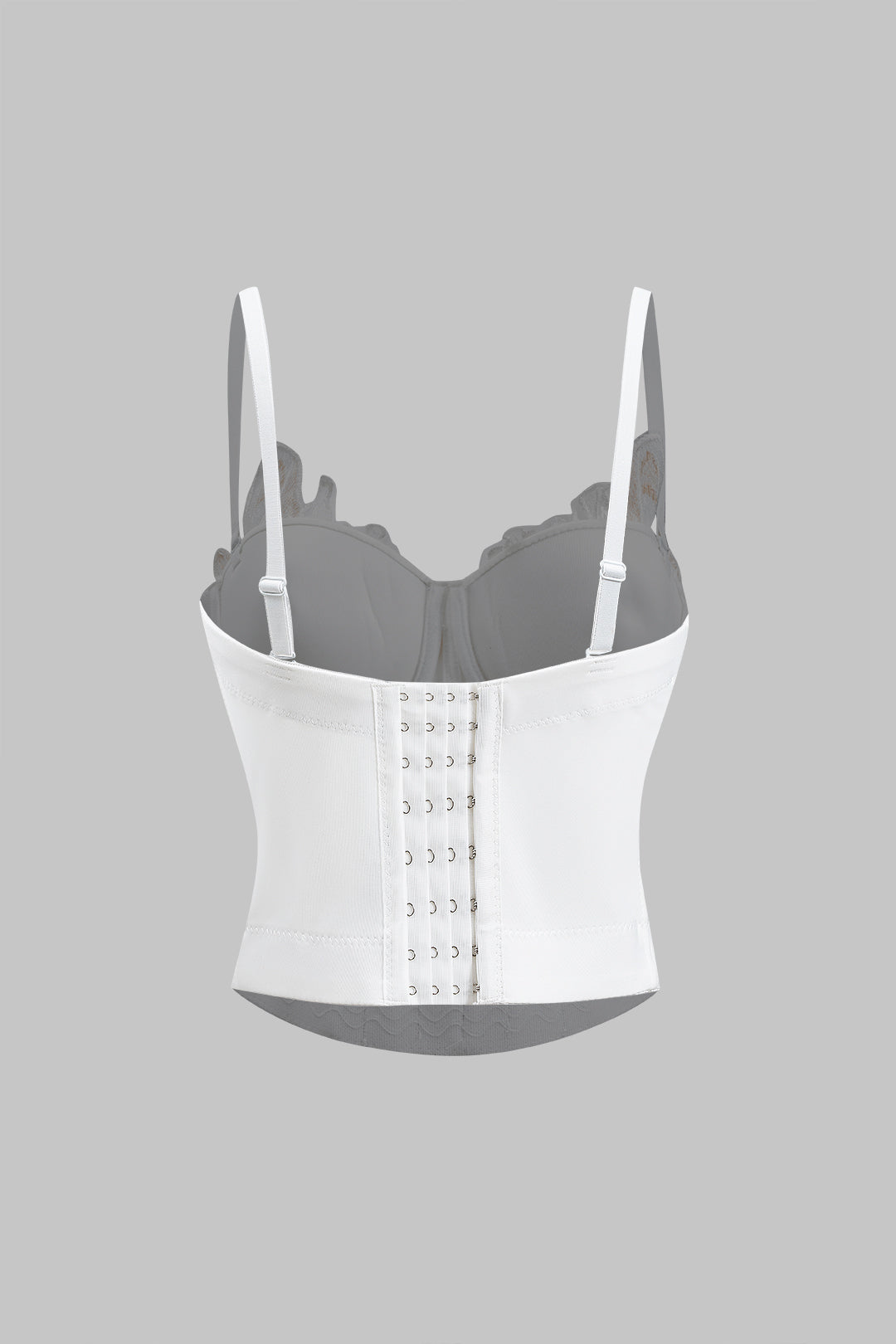 Top s ramínky a 3D bustierem s květinovou výšivkou z rhinestone