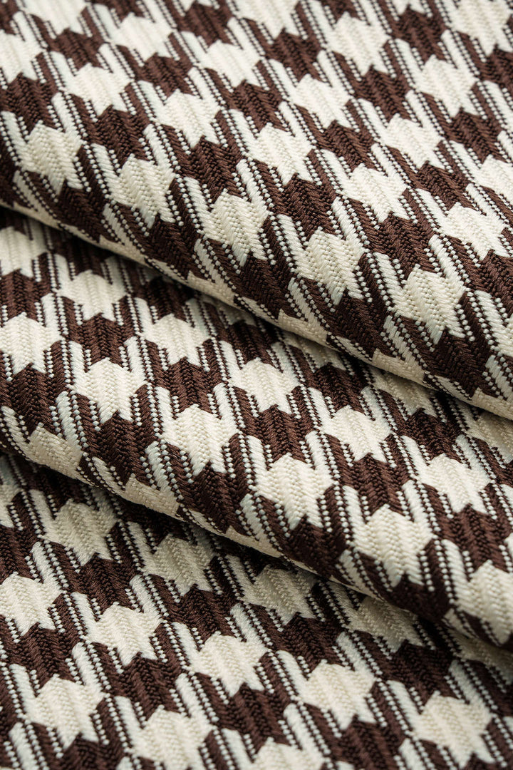 Asymetrická sukně z umělé kůže s potiskem houndstooth a bočním střihem