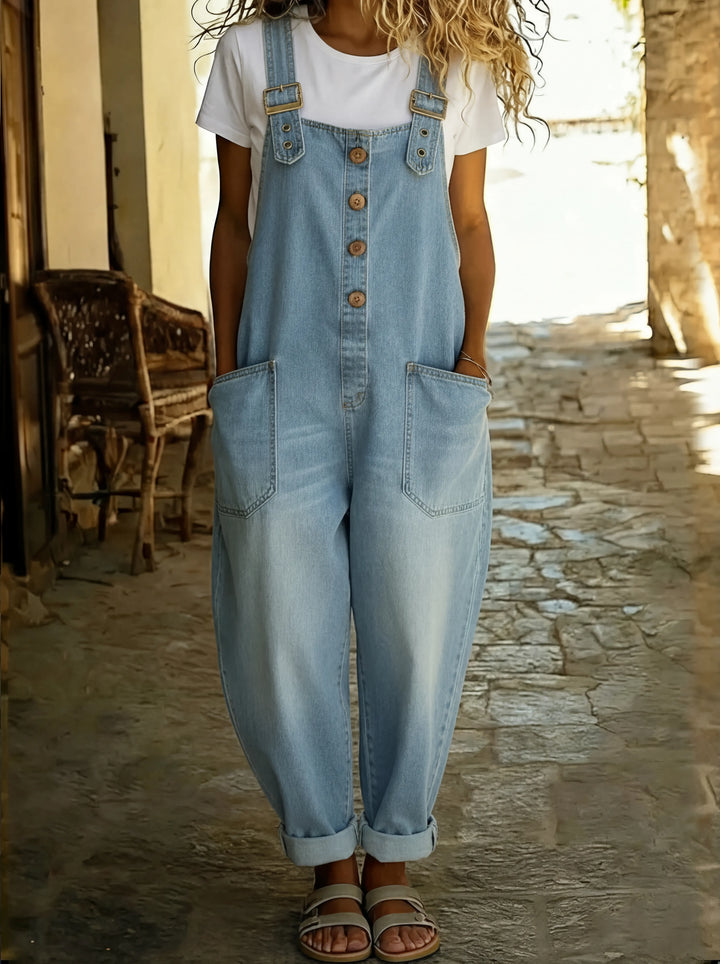Sára™ - Casual denim overall s nastavitelnou sponou